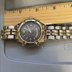Silver and Gold Two-Tone Watch with Blue Dial